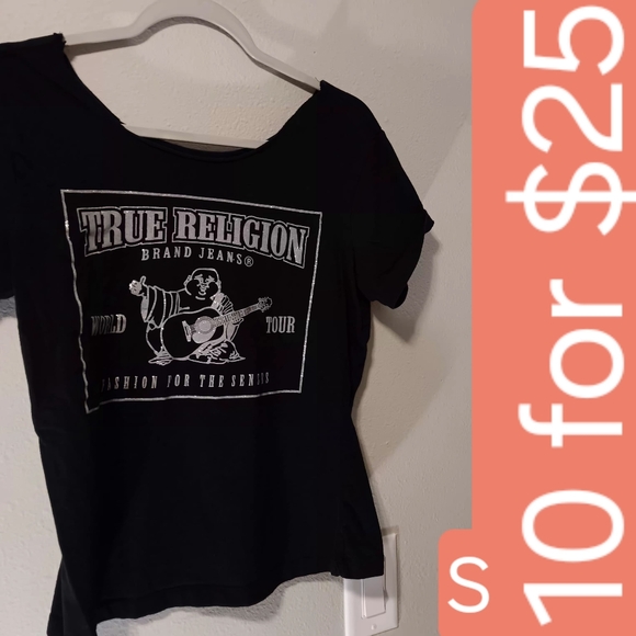 True Religion Tops - True Religion Black Graphic Short Sleeve Tee
